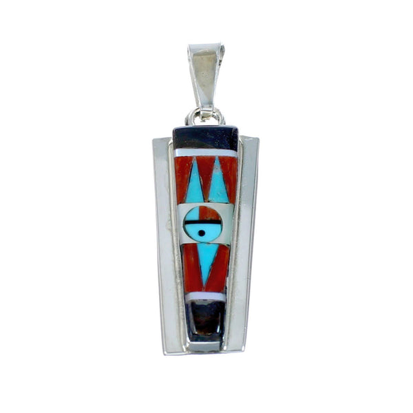 Zuni Multicolor Inlay Sterling Silver Sun Pendant NX11701